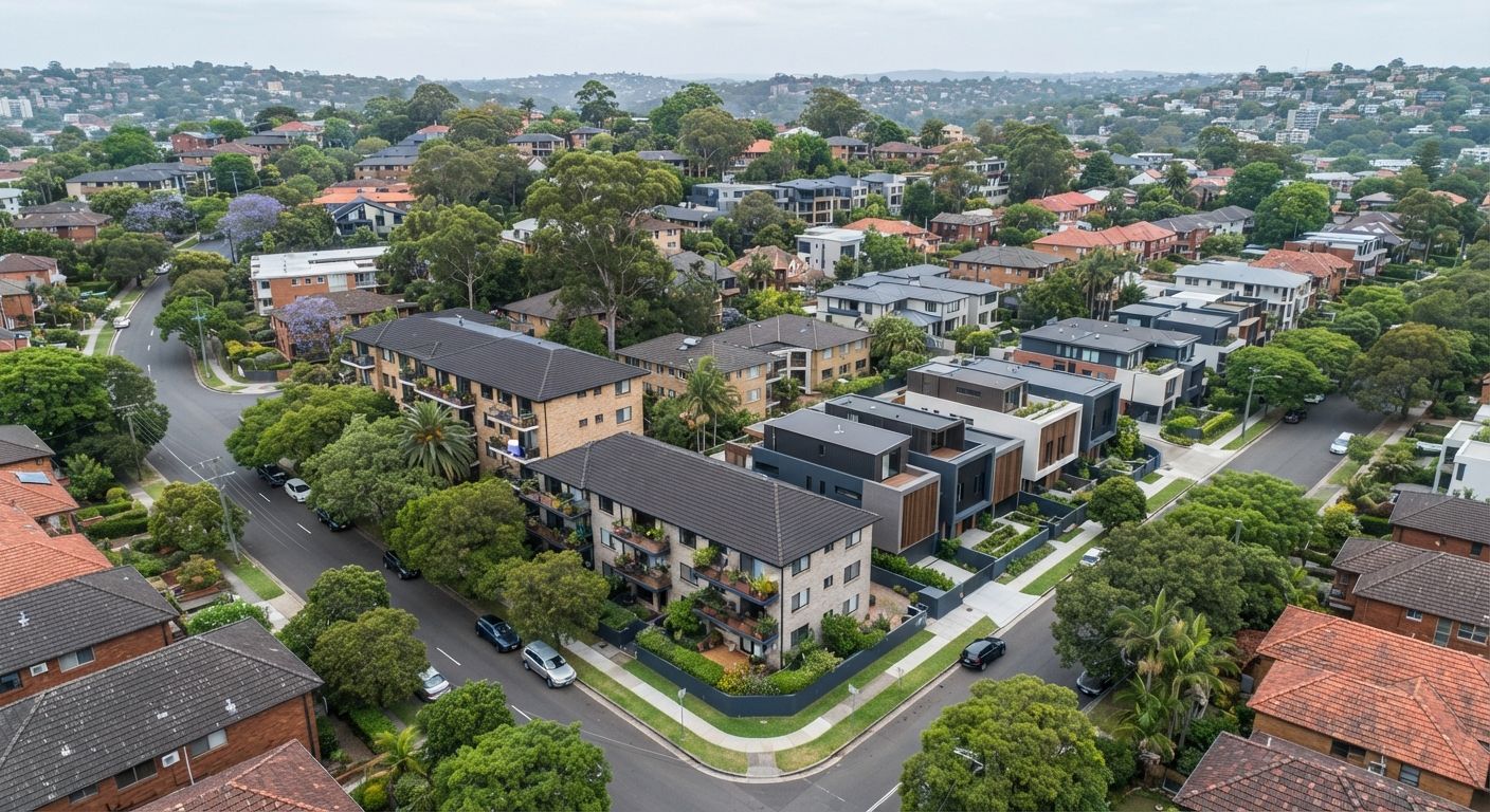 Aerial view of a residential neighbourhood